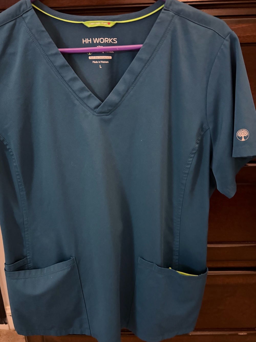 HH Works Men's Teal V-Neck Scrub Top